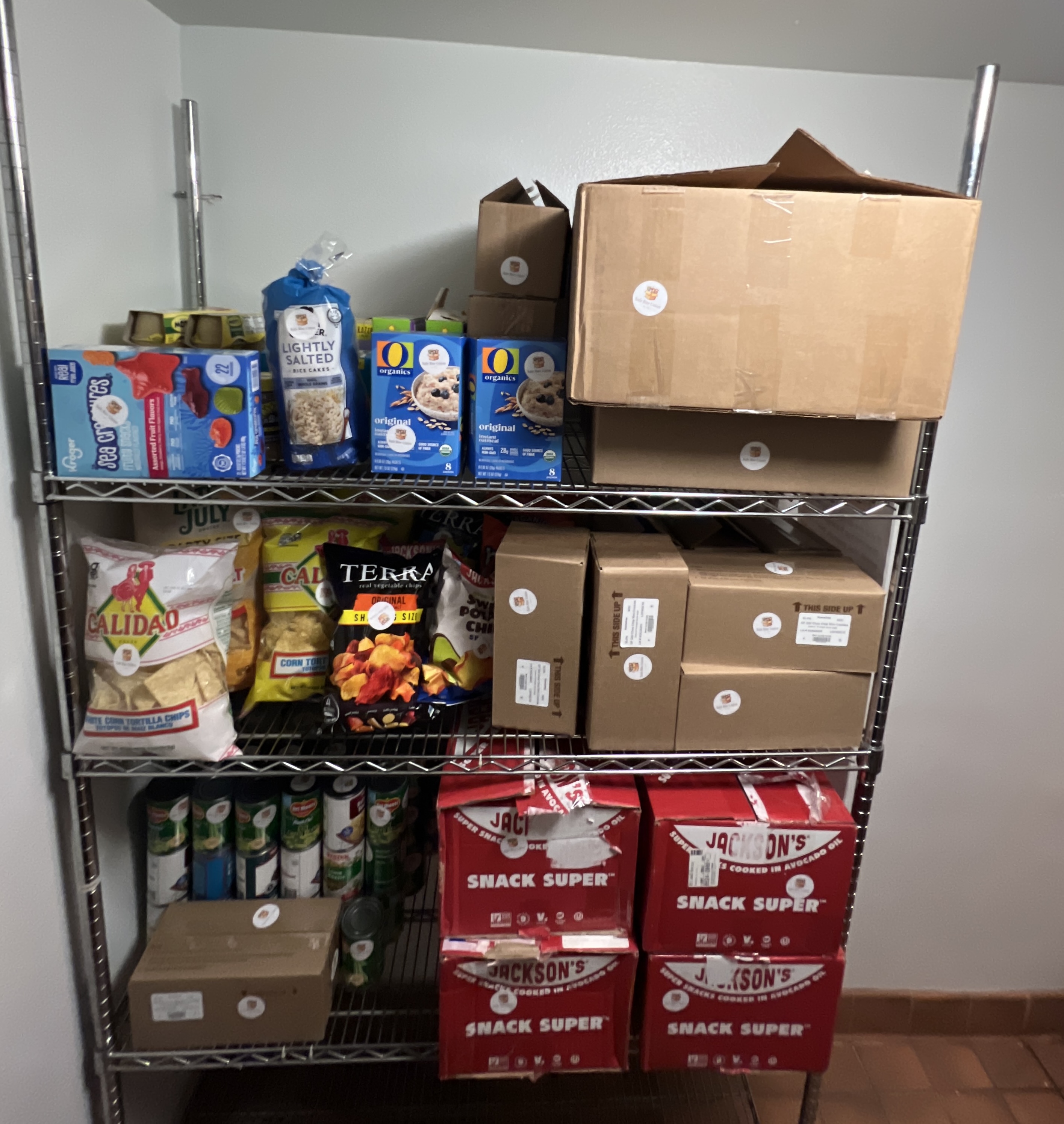 Pantry shelf with branded allergen-free foods